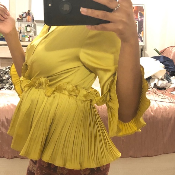 Canary Yellow Satin Blouse - Picture 4 of 4
